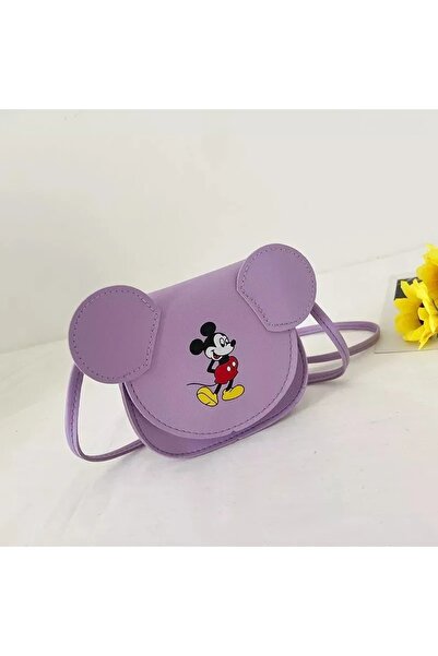 Zehra Aksesuar Mickey mouse desenli kulaklı deri kapaklı çapraz çocuk çanta