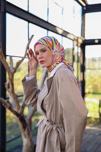 İpekhan Μαλακό κασκόλ Poncy Pattern Orange Altuni 1169-07