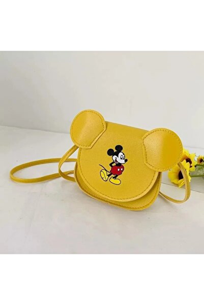 Zehra Aksesuar Mickey mouse desenli kulaklı deri kapaklı çapraz çocuk çanta