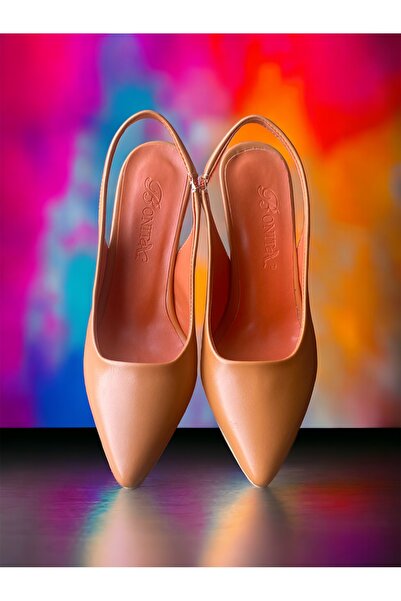 Pretty Girl Women's Orange Classic Open Back Heeled Stiletto Shoes (Heel 8cm)