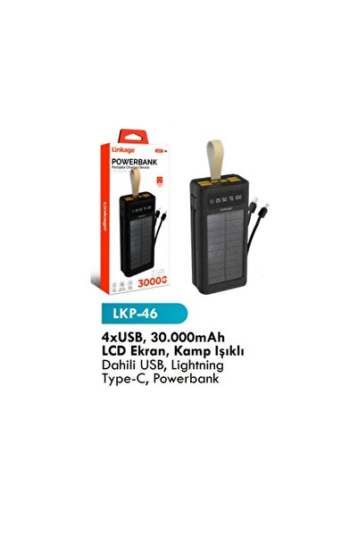 Linkage Lkp-46 4xUSB, 30.000mAh LCD Ekran, Kamp Işıklı Dahili USB, Lightning ...