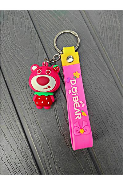 TÜKKAN ACCESSORİES Cute Teddy Bear Strawberry Clothed Keychain Bag and Wallet Ornament-Keychain52
