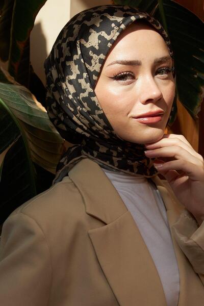 İpekhan أورا وشاح ناعم بنقش مربعات - بلاط 1155-17