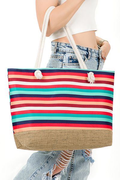 Sweet Women's Straw Shoulder Bag Jute Fabric Soft Handle