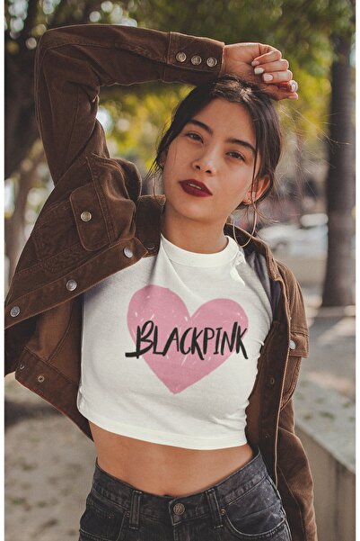 Fuddy Moda Καρδιά Μαύρο ροζ εμπριμέ Crop Top, Γυναικεία K-Pop Printed Crop Μπλούζα