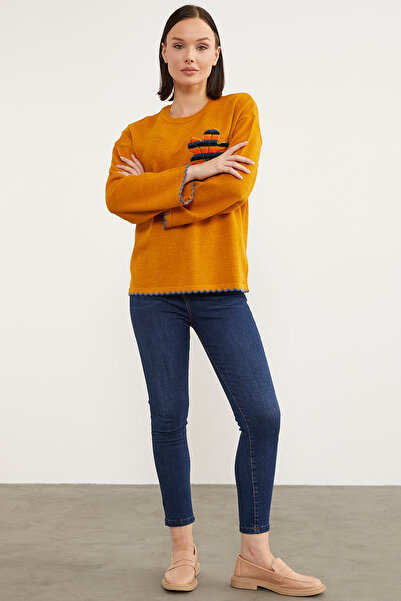 Sementa Bohemian Knitwear Sweater with Leaf Motif - Sun