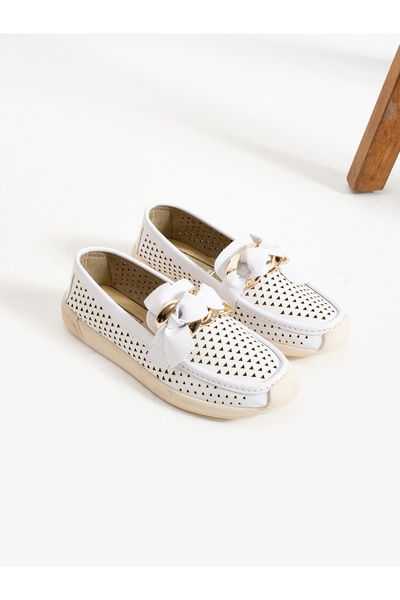 Alemdar Shoes GRANADA Білі жіночі лофери з отворами