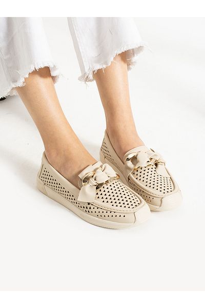 Alemdar Shoes GRANADA Крем перфорирани дамски мокасини
