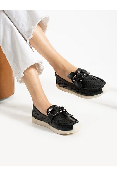 Alemdar Shoes GRANADA Черни перфорирани дамски мокасини