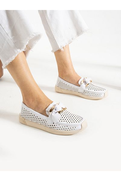 Alemdar Shoes GRANADA Бели перфорирани дамски мокасини