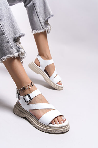 Riccon Weiße Haut Drarnouk Damensandalen 0012202