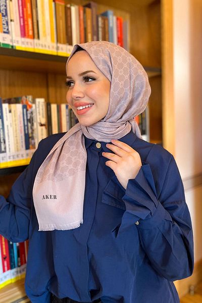 Aker Elegance Monogram Shawl -1090100-991 - Lilac