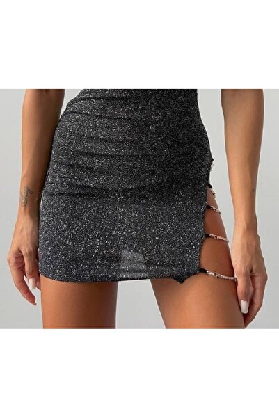 GARDIROZA Fusta Fantasy cu pietre argintii, Fusta Mini Fantasy