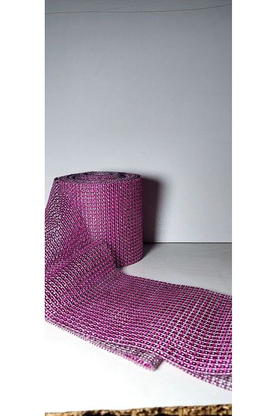 YENİ HEDİYELİK DÜNYAM 4.5m Fuchsia Plastic Wonderful Stone - 24 Row Stones and Stripe Beads