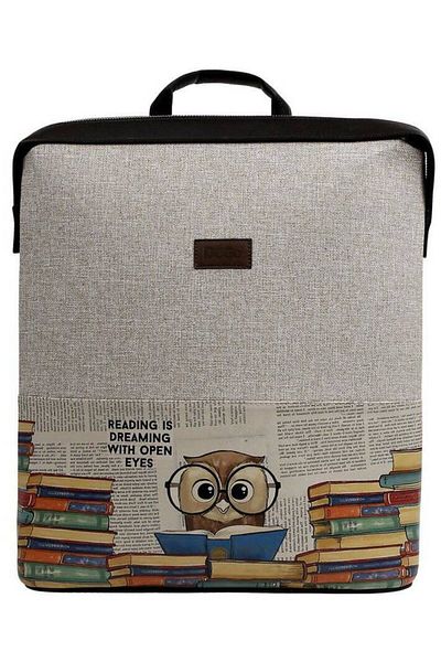 Dogo Unisex Vegan Grey Backpack - The Wise Owl Design