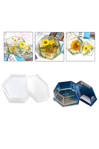 Getshopmini Epoksi Altıgen Kapaklı Mücevher Takı Kutusu Silikon Kalıbı Gt9232