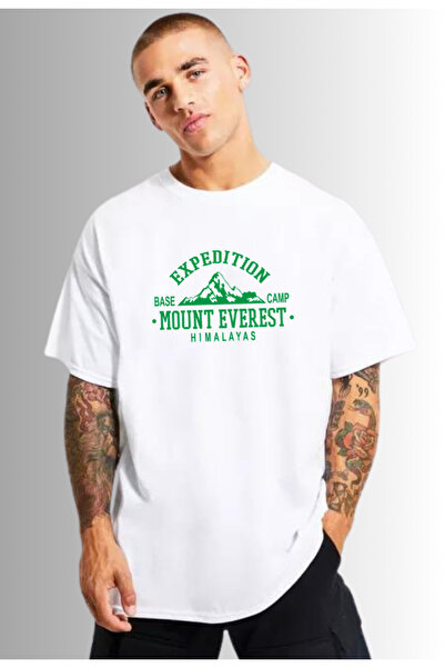 hello tekstil تيشيرت قطني كبير الحجم مطبوع من Mount Everest