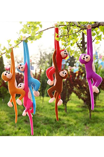 Brother Toys Elleri Yapışabilen Kaliteli Oyuncak Peluş Maymun 50 Cm. Sesli Çığlık Atan Renkli Maymun