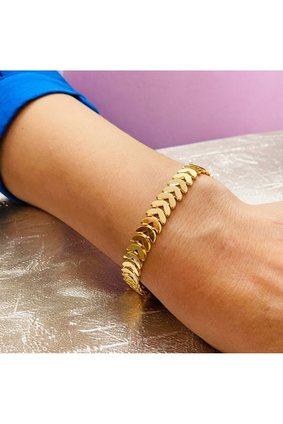 xesha Altın Kaplama Bileklik Kelepçe Gold Renk Kadın Zincir Bilezik Künye