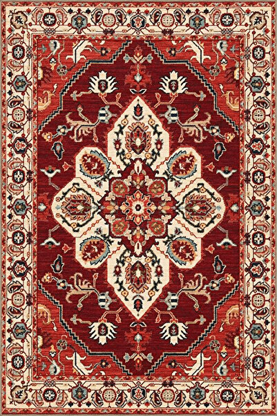 Rugs Modern Halı Red Themed Traditional Motif Floral Patterned Vintage Decora...