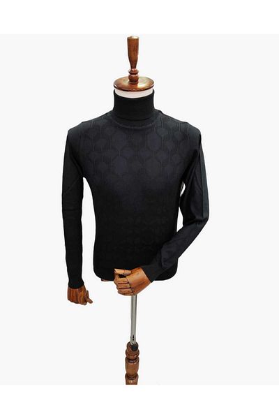 Diandor Full Fisherman Geometric Patterned Sweater