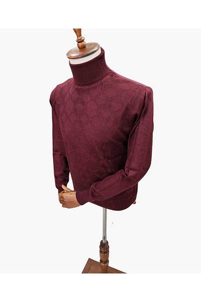 Diandor Full Fisherman Geometric Patterned Sweater