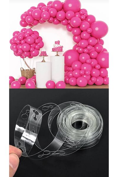 Happy Toys 50 PIECES PINK BALLON INDOOR DECORATION BIRTHDAY DECORATION WITH BALLON CHAIN GIFT