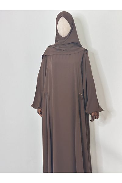 R&S modibone Medine Silk Ύφασμα Καφέ Χρωματιστό Hijab Φαρδύ Φόρεμα - Κατάλληλο για Hajj και Umrah