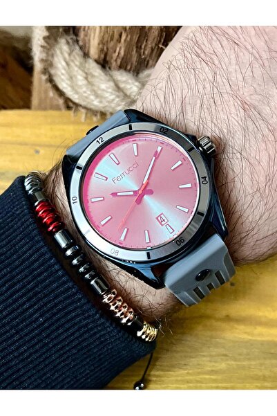 Ferrucci Gri Silikon Kordon Takvimli Renk Değiştiren Kadranlı Erkek Kol Saat+...