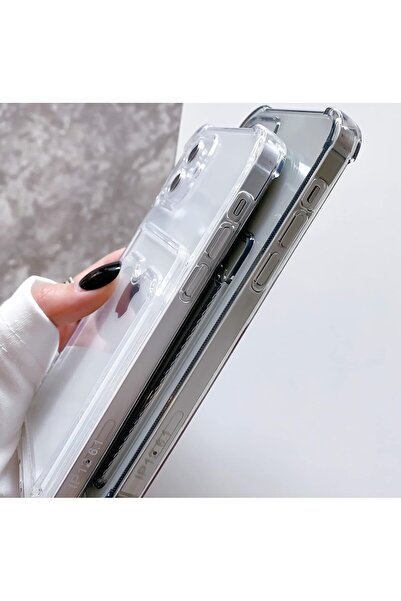 Kılıforyum Apple iPhone 13ProMax Kılıf Baskılı Airbag Tasarımlı Şeffaf Kartlıklı G-Kart Kapak