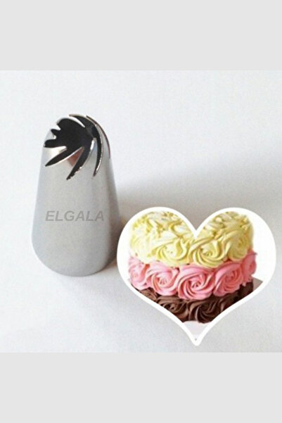ELGALA Stainless Steel Cream Piping Bag Tip (Whipped Bag Tip, Rose Lampholder) 1 Piece + 4 Pieces Whipped Bag
