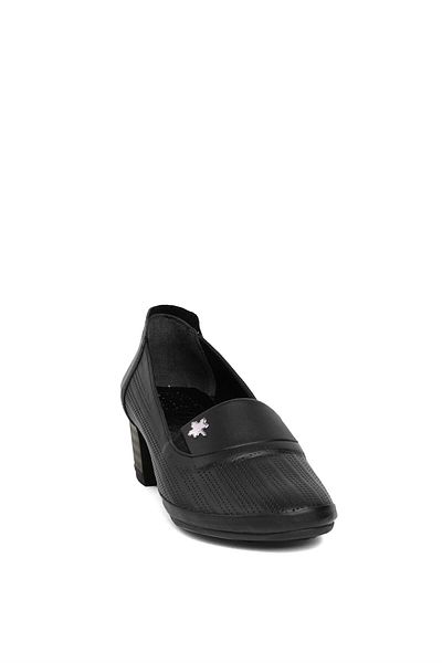 Ayakkabı Fuarı Beety BY01.8334 Women's Leather Classic Heeled Shoes Black