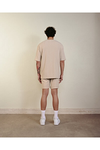 İLKCET MODA Ριγέ ελαφρύ χαλαρό άνετο μπλουζάκι