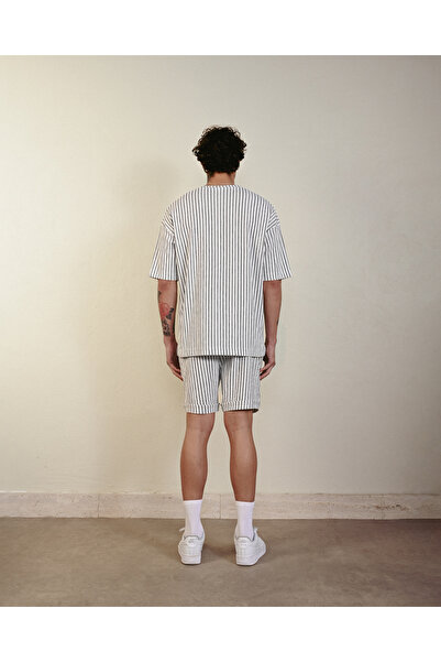 İLKCET MODA Ριγέ ελαφρύ χαλαρό άνετο μπλουζάκι