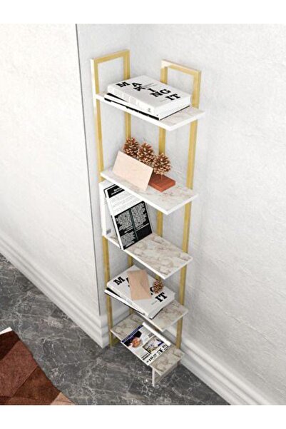 ATS Dekor Endüstriyel Tasarım 5 Katlı  Köşe Kitaplık