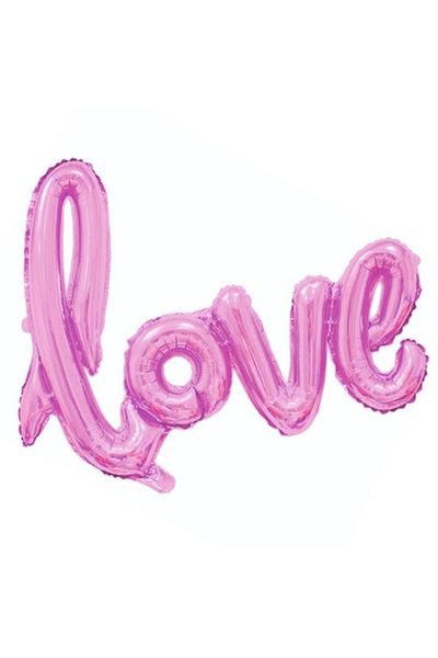 ELGALA Foil Balloon Love Hand Written Helium Balloon Pink Color