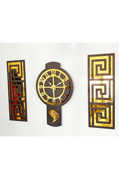 EYKA STORE Modern Duvar Saati 3 lü Set Gold Siyah