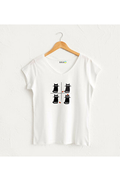 Kidilia Siyah Kedi Tasarım T-Shirt