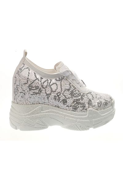 Ayakkabı Tutkusu Stilo ® Bridal Shoes Extreme Comfortable Inside Hidden Heels Sequin White Lace