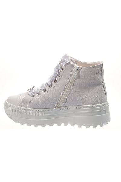 Ayakkabı Tutkusu Stilo ® Pantofi de damă din in alb, ușor de purtat, cu fermoar intern