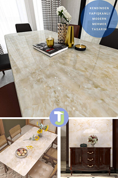 Technojet Kendinden yapışkanlı Mermer Desen Folyo Mutfak Banyo Tezgah Duvar Masa Kaplama 60cmX100cm