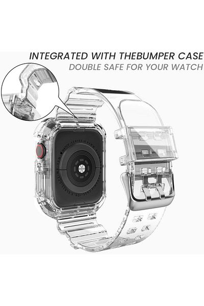 Nezih Case Apple Watch Series 7/8/9/se/se2 41 ملم حزام/حزام شفاف قديم