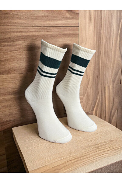 Butik Yeşil Şeritli Pamuk Çorap 6'lı