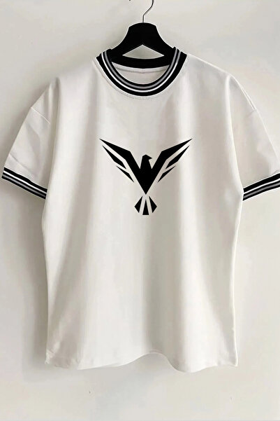 Vordevia Eagle Printed New Season Λευκό Oversize Unisex Tshirt με λεπτομέρεια...