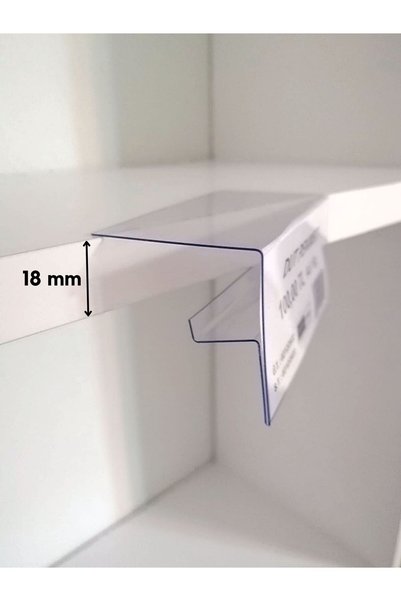 Şeffaf Etiket 10 Pieces PVC Label Holder (10x4 cm) Transparent Label Holder for 18 mm Wooden Shelves, Snap-on for 18 mm Chipboard