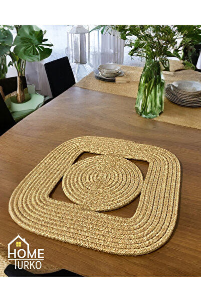 HomeTurko Iuta, paie, decorativ, set de servire american, fata de masa cu zestre, baza farfurii, supla single