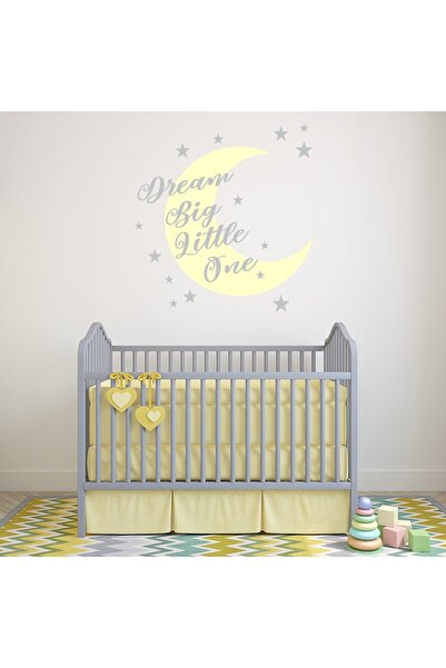 Modatools Sarı Rüya Büyük Ay Ve Yıldızlar Dekoratif Duvar Sticker Çıkartma Be...