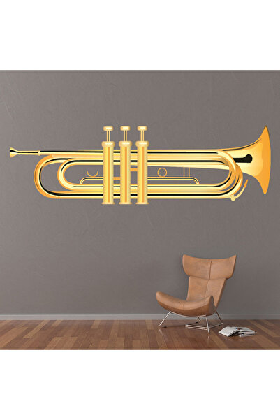 Modatools Altın Trompet Pirinç Aletler Dekoratif Duvar Sticker Çıkartma Mutfa...