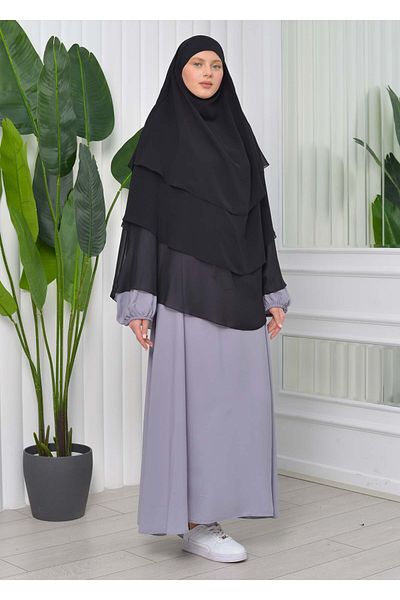 Modamix Chiffon Shawl Ready-made Veiled Practical Scarf Hijab Hijab 3 Layers - Cover Souffle 827