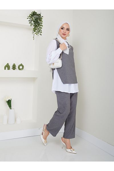 VOLT CLOTHİNG DÁMSKÝ NÁHRDELNÍK DETAIL KOŠILE LÍMEC PRUHOVANÁ SET TROJVEST
